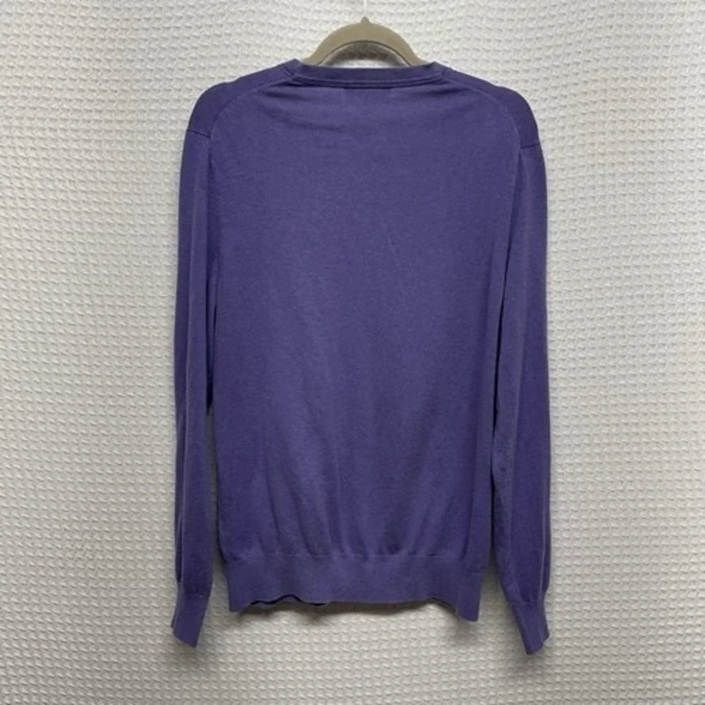 Banana Republic Luxury Blend Purple V-Neck Sweater Men L China Silk/Cotton/Cashm